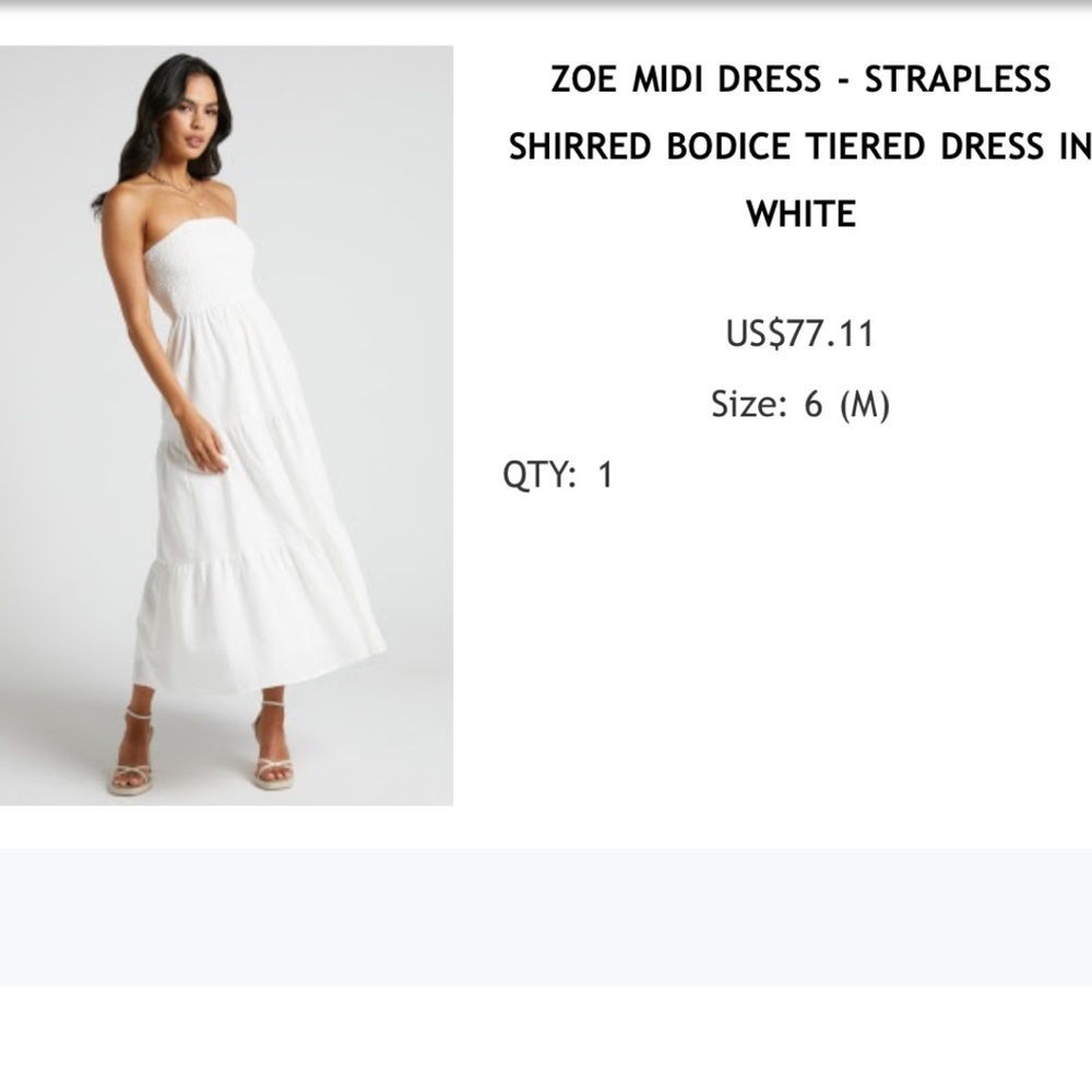Showpo strapless white tiered dress